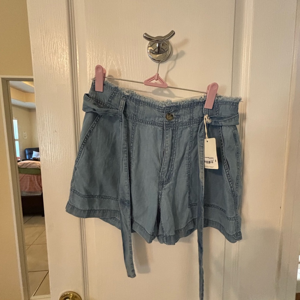 a.n.a Light Blue High Waist Denim Shorts